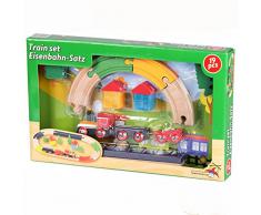 SET TRENINO TRENO INTERAMENTE IN LEGNO 19 PEZZI ROBUSTO COLORATO CON COLORI VIVACI, GIOCO PERFETTO PER I VOSTRI BAMBINI.