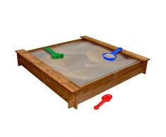 Wakects - Sabbiera con Panca in Legno di Pino, 120 x 120 x 20 cm (L x P x A)