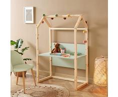BAÏTA TINY02 Scrivania per Bambini, Legno di Pino, Verde, L100cm