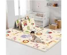 lefeindgdi Tappetino pieghevole da gioco, extra large in schiuma, per Crawl impermeabile portatile, tappeto rettangolare per bambini con motivo a cartoni animati