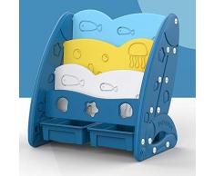 ZhaoXH Libreria per Bambini, libreria di plastica Deluxe, Bookshelf di plastica Deluxe, 3 Strati Libreria Piccola con 2 bidoni del Giocattolo Bins Bins, Bedroom Student Storage Scaffale per la Scuola