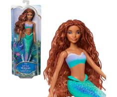 Disney La Sirenetta - Ariel, bambola con liconica coda da sirena colorata e glitterata e lunghi capelli rossi da acconciare, look ispirato al film Disney, giocattolo per bambini, 3+ anni, HLX08