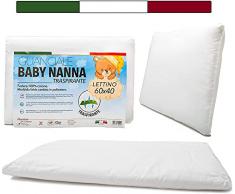 Cuscino Lettino Bambino (100% Made in Italy e OEKO-TEX®) - Cuscino Bambino Morbido 40x60 cm - Cuscino per Bambini Sottile, Traspirante, Antiacaro Con Federa 100% Cotone