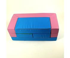 barabike KG01B - Divano-puzzle 4 in 1, ideale per la cameretta dei bambini, da scomporre e ricomporre a piacimento come un puzzle in varianti differenti, colore: rosa/azzurro