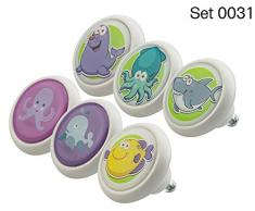 Progettista Mobili Manopole Set Assortito 0031 GH Animali 6er - Ceramica Manopole mobili, comò, cassetti, maniglie gabinetto, porcellana, bambini, ragazzi