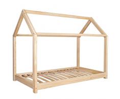 SpringosⓇ - Lettino per bambini, L x P x A 170 x 86 x 130 cm, letto in legno di pino massiccio, mobile per bambini, singolo, rete a doghe per cameretta dei bambini, naturale