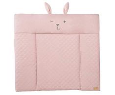 roba Materassino per Fasciatoio roba Style, 85 x 75 cm, con Coniglietto Lily, Morbido e Lavabile, Idrorepellente e Antimacchia, Traspirante, con Bordi Rialzati, Rosa