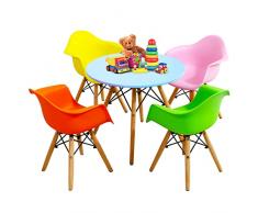 Giantex Set di Tavolo e 4 Sedie per Bambini, Set di 5 Pezzi, Tavolino Rotondo con Sedie per Bambini, Mobili per Camera da Letto e Sala Giochi, Rinforzato in Ferro, Set Multiuso (Multicolore)