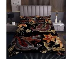 Trapunta Trapuntata Cinese Trapuntino Trapuntino Drago Fiore Modello Coverlet per Bambini Ragazzi Ragazze Adulti Vintage Floreale Stampato Trapunta Set Di L