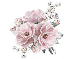 Colexy Adesivi Murali Fiori Peonia, Adesivi Murali Fiori Grandi, Fiore Blu Adesivo Da Parete Decorazione Per Soggiorno, Adesivi Murali per Camera Da Letto, Decorazione Murale Soggiorno, 44x42cm (A)