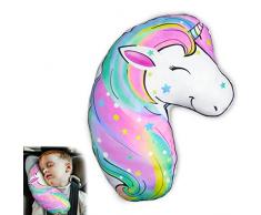 Beinou Cuscino Auto Bambini Supporto Testa Auto Copri Cintura di Sicurezza Unicorno Poggiatesta Protezione Cintura Auto Imbottita per Cintura per Ragazze Ragazzi Viaggi