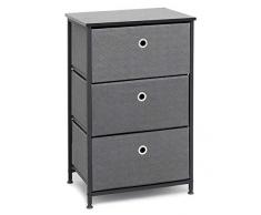 Suhu Cassettiera Piccolo con 3 Cassetto Design Armadietto Bagno Stretta Comodino Camera da Letto Metallo Moderno per Ufficio Soggiorno Cameretta Ingresso in Legno+Acciaio Nero+Grigio