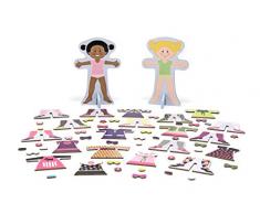 Melissa and Doug Gioco magnetico Bambole in legno con guardaroba magnetizzato