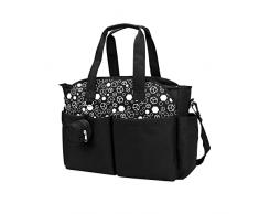 SONARIN Borsa Fasciatoio per Neonato,Borsa per il Cambio Borsa per Pannolini da Viaggio Borsa a Tracolla Multifunzione con Borsa Ciuccio per Mamma e Papà Grande Capacità Impermeabile(Nero)