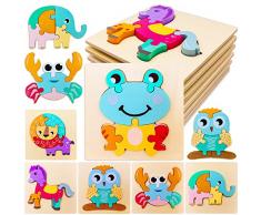 NINGESHOP 6 Pezzi Puzzle Legno, Giocattoli Educativi Risveglio Montessori, Giochi Montessori, Giochi Educativi, Legno Giocattoli Bambini per 1 2 3 4 Anni, Regalo Natale Compleanno
