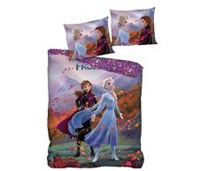 AYMAX S.P.R.L. Frozen - Set di biancheria da letto per bambini, copripiumino 140 x 200 cm + federa 63 x 63 cm