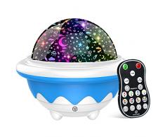 Proiettore Lampada Stelle, Luce Proiettore Bambini Ricaribile con Telecomando, 8 Modalità e Timer, Luce Notte con Cavo USB per Soffitto Regalo Compleanno, Hallowee, Natale