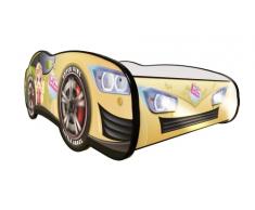 Topbeds Lettino Bambino 80x160 cm Rosa LED - Letto Bambini con Protezione Anticaduta - Letto a Forma di Auto - Letto Bambino in Legno - Una Soluzione Sicura e Duratura - Racing Car Girl