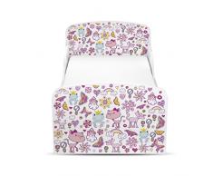 Orso e Api Leomark Letto Lettino Per Bambini In Legno Cassetto Cassettone e Materasso Magnifiche Stampe Mobili Per Bambini Attrezzatura Stanza Per Bambino Dimensioni 140x70 Colore Bianco Tema
