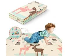 Sweety Fox Tappeto Gioco Bambini Pieghevole Tappeto Gioco Neonato 150x180x1cm - Tappeto Bambini Reversibile, Impermeabile per Sviluppo Sensoriale in Schiuma - Tappeto Neonato - Alce