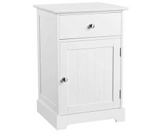 Yaheetech Comodino Camera da Letto Bianco con Cassetto Mobile da Letto Armadietto Moderno da Cameretta Tavolino Laterale da Salotto 40 x 35 x 60 cm