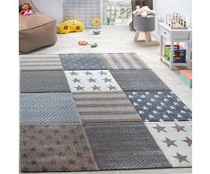 Tappeto per cameretta bambini beige colore: blu petrolio a pois bianchi a pelo piatto Carpet city Bubble Kids grigio con orsetto panda