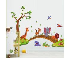 Kibi Simpatici Animali Giraffa Coccodrillo Elefante Leone Albero Adesivo Da Parete Animali Rimovibile Adesivi Murali Albero Con Animali Stickers Muro Camera Da Letto Bambini Animali Della Foresta