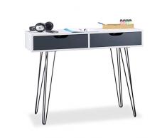 Relaxdays Scrivania con Cassetti, Design Moderno, per la Cameretta, Legno MDF, Bianco, 76 x 100 x 40 cm