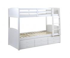 Vente-unique - Letto a Castello separabile con vani portaoggetti 90x190 cm Laccato Bianco - ANCHISE