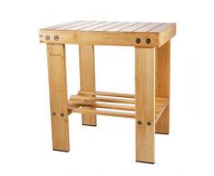 Yoassi Sgabello/Sedia/Panca Scarpiera Multifunzionale in Bambù Naturale con Ripiano per Ingresso Soggiorno Bagno Casa Spiaggia Picnic Giardino per Bambini e Adulti 31 * 24 * 34 cm (Taglia M)