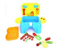 Pssopp Workshop per Bambini Playset Serie di Giochi di finzione per Bambini Banco da Lavoro Standard Giocattolo per lavori edili Negozio Kit di Giocattoli per Viaggi allaperto