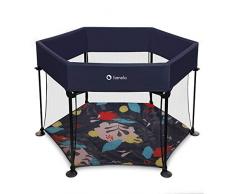 LIONELO Roel box bambini da 6 mesi fino a 15kg forma esagonale grandi dimensioni 135 x 118 x 83 cm Blocco di piegatura LockGuard, le pareti trasparenti, Gambe antiscivolo, Piegatura facile, Borsa