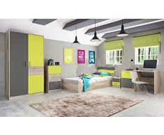 Cameretta Completa Armadio 2 Ante Letto Singolo Cassettiera Scrivania Comodino 2 Cassetti Camera da Letto Bambini CCI6