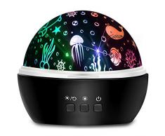Moredig Lampada Proiettore Bambini, Lampada Bambini Notturna Proiettore per Regali Ruotabile Luce Notturna Bambini con 4 Colori per Bambini - Nero