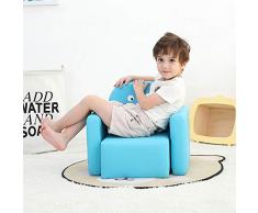 Emall Life Set Tavolo e Sedia Multifunzionale per Bambini, Diventa Una Poltrona per Bambini con Divertente Sorriso per maschietti e femminucce (Dinosauro Blu)