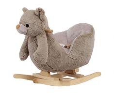 Kikkaboo Orso a Dondolo con Sedile Schienale poggiapiedi Guide Maniglie in Legno, colorazione:Beige