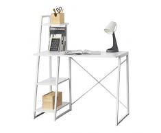 [en.casa] Scrivania Aalborg con Mensole 117 x 102 x 50 cm Tavolo con 3 Ripiani Ufficio/Studio/Cameretta - Bianco