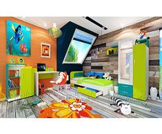 Camera completa arredamento competo camerette ragazzi arredo x cameretta bambini camere verde/blu scrivania Armadio ripiano libreria cassetti cassettiera x studio x lavoro CCU1