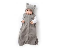Cuddle Club Sacco nanna in pile per bebè – Copertina neonato indossabile – BearWBGreyM