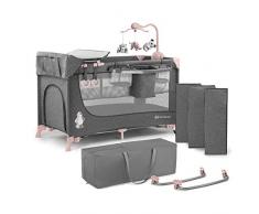 Kinderkraft Lettino Bambino JOY AC, Culla Viaggio, Pieghevole, Giocattoli, Borsa Trasporto, per Bambini da 0-25 Kg, Rosa