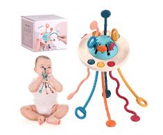 Oderra Silicone Montessori, Tirare la Corda Educativo, Giocattoli Bambino 2 3 Anno/Compleanno/Regali Natale, Multicolore, Giochi sensoriali per Neonati, Taglia Unica