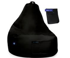 BLUZIMAN® - Pouf Poltrona Sacco Senza Imbottitura, Puf in Ecopelle Prodotta in Europa, Fodera Pouf a Sacco Bambini Adulti, Bean Bag Grande per sedersi, Puffo Salotto (XXL - SENZA IMBOTTITURA, NERO)