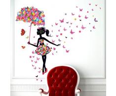 Kibi Adesivi Muro Elf Fiori Adesivo Da Parete Principessa Elf Fiori Stickers Muro Ragazza Fiore Adesivi Murali Camera da Letto Bambini