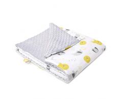 FlyIdeas Copertina Neonato in Cotone, Coperta Plaid Multifunzionale in Pile Trapunta Unisex Reversibile per Carrozzina Culla Fianco Letto