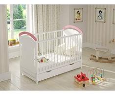 Love For Sleep Lettino Neonato Culla Lettino Bambino con il cassetto 120 x 60cm + Barriera di Sicurezza in Legno + Guaina protettiva