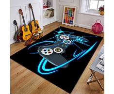 Area Tappeto 3D Gamepad Gamer Nero Blu Fulmine Corridoio Tappetino per Ingresso Tappetini per Bagno Tappetini Antiscivolo Soggiorno Cameretta per Bambini Nursery Tappeti (Blu,80x160 cm)