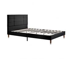 Moimhear Letto imbottito, letto 140 x 200 cm, letto matrimoniale con rete a doghe, per adulti e ragazzi (nero)