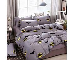 Coprimaterasso Matrimoniale Impermeabile Tessili per la casa per Bambini Letto Set da Tre Pezzi Copripiumino Copripiumino Lenzuolo Copripiumino-Batman_200 x 200 (50 x 75 x 2)