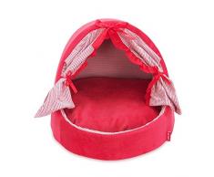 Pet Online Lettino Pet principessa giapponese ventola bow caldo traspirante resistente staccabile pet wc, L: 52 * 42 * 39cm, rosso