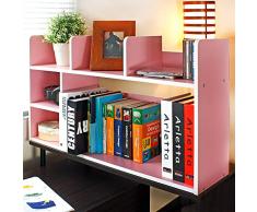 DULPLAY Scrivania Regolabile Scaffale libreria da Parete, Moderna per Bambini Mensole Legno Organizer Storage Cremagliera di Esposizione della mensola per Record & Libri -Rosa 80x20x46cm(31x8x18inch)